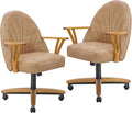 Chromcraft Set of 2 Caster Swivel Tilt Dining Chairs, PU Leather Chairs with Soft Wheels, Ultra Comfy Sturdy Kitchen Room Chairs, Rolling Chair on Wheels for Home (Ivanhoe NPL Nude)