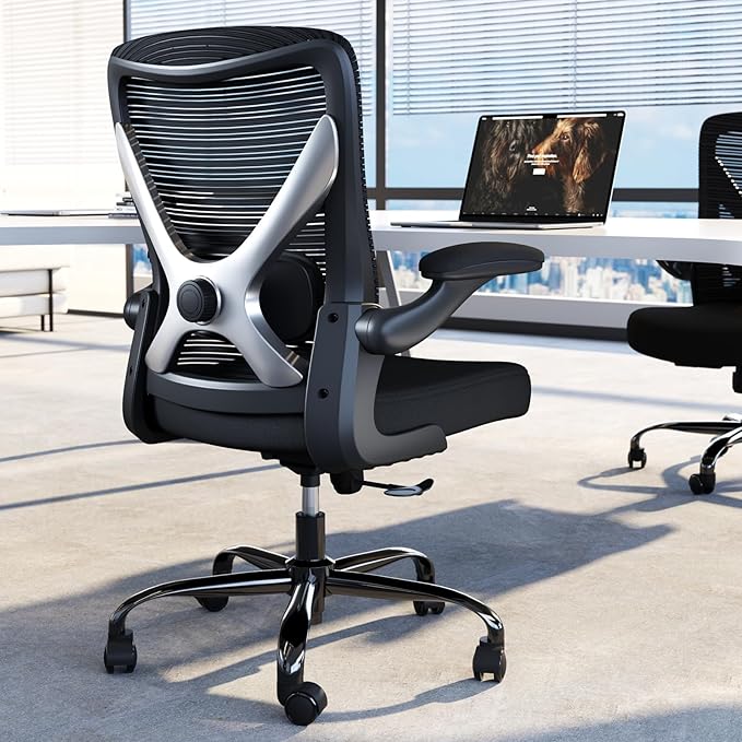 Ergonomic Office Chair - X-Shaped Computer Desk Chairs Comfy, Mesh High-Back Gaming Chair with Adjustable Lumbar Support, Executive Task Chair for Adults, Comfortable for Long Hours