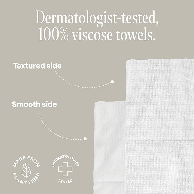 Cliganic Clean Face Towels XL, Disposable, Ultra-Absorbent, Hypoallergenic & Soft - Makeup Remover Dry Wipes, Pamper Your Face, Feel Fresh & Radiant, Hygienic Towelettes, for All Skin Types (50 Ct)