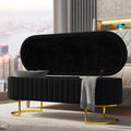 EcoHarbor Living 50.5" Storage Bench Velvet Bedroom Ottoman,Upholstered End of Bed Bench with Gold Legs,Flipping Lid Entryway Footrest