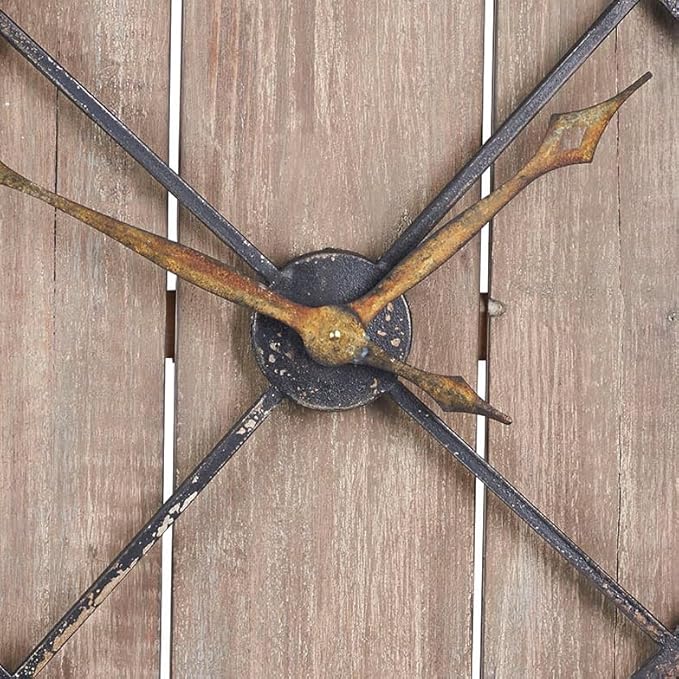 Household Essentials Household Essentials Large Oversized Decorative Rustic Wall Clock, Brown Wood / black Metal