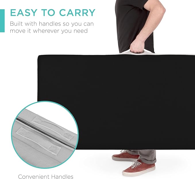 Best Choice Products 4in Portable Full-Size Mattress, Tri-Fold Mattress for Camping, Guest, Toddler, Foam Plush w/Carry Case - Onyx Black