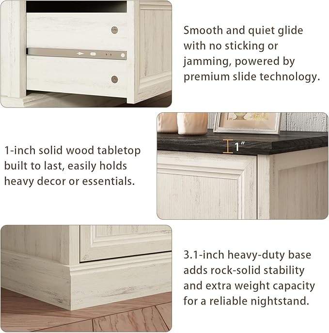 Farmhouse 6 Drawer Dresser for Bedroom, 55 Inch Wide Modern White Dresser TV Stand with Large Drawers & Bar Handles, Rustic Wood Chest of Drawers for Bedroom