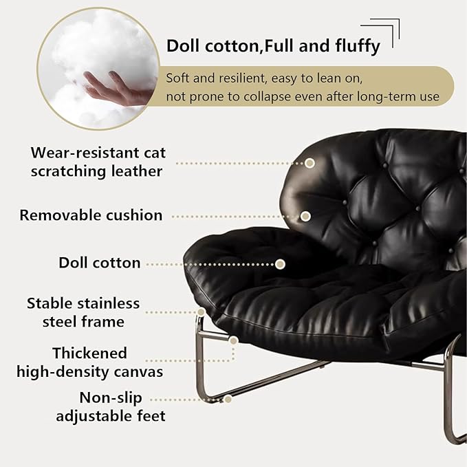 Thick Cushioned Recliner Sofa, Lazy Chair with Upholstery and Footrest, for Living Room, Bedroom, Dorm Brown A