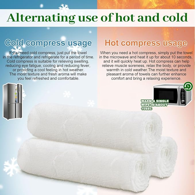 Moist Cotton Towel Bulk Moist Towelettes Individually Wrapped,White Towel Services,Refreshment Pre Moistened Towels for Dentist Travel Sport Party Hotel 100，Cucumber
