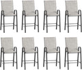 Amopatio Outdoor Stools Set of 8, Comfortable High Back Patio Chairs, All-Weather Textile Patio Bar Stools, Sturdy for Backyard, Porch, Balcony, Light Grey