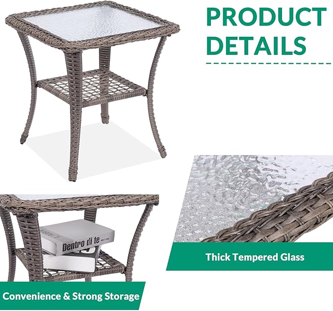 VIVIJASON 7-Piece Outdoor Patio Wicker Conversation Sets, All Weather Outdoor Rattan Furniture Set Includes Glider Loveseat, 2 Glider Rocker Chairs, 2 Swivel-Gliders Chairs, 2 Coffee Table, Grey