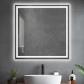 Awoco 36''x36'' LED Bathroom Mirror with Light, Lighted Vanity Mirror with Backlit and Front Light, Dimmable Anti-Fog Memory Function Lighted Mirror with 3 Colors for Bathroom Wall
