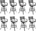 Pellebant 29.5" Outdoor Bar Stools Set of 8, Aluminum Swivel Patio Bar Height Stools with Footrest & Backrest,Rust-Proof Patio Stool Chairs for Deck Lawn Garden,GardenMilano Char