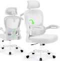 Office Chair Ergonomic Desk Chairs with Adjustable Lumbar Support& Headrest Hanger, High Back Breathable Mesh Chair with Wheels, Rolling Swivel Comfy Task Computer Chair for Home Work Gaming