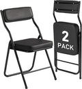 2 Pack Padded Folding Chairs with Cushion, Foldable Dining Chair Set Portable Indoor Outdoor Stackable Folding Chairs with Steel Frame for Home Office Events Wedding Party Black