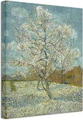 Wieco Art The Pink Peach Tree Canvas Prints Wall Art by Van Gogh Classic Famous Oil Paintings Reproduction Modern Gallery Wrapped Landscapes Giclee Picture Artwork