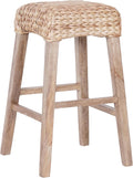 JONATHAN Y BSL1101B Maui 29.5" Rustic Bohemian Hyacinth/Wood Backless Bar Stool for Home, Kitchen, Dining Room, Workspaces, Cafes and Resturants, Natural Woven Seat with Natural Wood Frame
