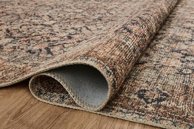Loloi Amber Lewis Billie Collection, Ink & Salmon 10'-0" x 14'-0" Area Rug – Antique & Distressed Accent Rugs for Living Room, Bedroom, Entryway & Hallway, No Shed High Traffic Area Home Decor Rug
