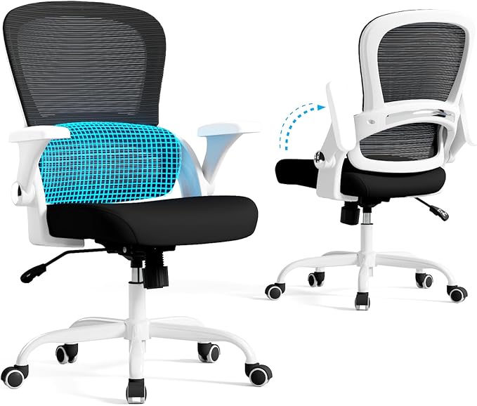 TRALT Beige Gaming Chair - Ergonomic Office Chair with Back Support, Home Office Desk Chairs, Computer Chair, 330lbs Wide Seat Big and Tall Office Chair for Professionals (White Black)