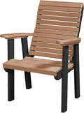 DutchCrafters Modern Horizontal Slat High Back Poly Outdoor Patio Chair (Black & Cedar)