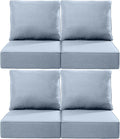 Luxury 22x24/22x25 6-Inch Outdoor Chair Cushions Set of 4 - Heavy Duty Water-Resistant Comfortable Cushion for Patio Furniture Dining Gliding Rocker Loveseat L-Shape Sofa - Baby Blue