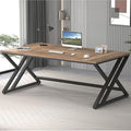 LVB Rustic Large Computer Desk, Industrial Extra Long Home Office Desk, Wood Pc Writing Work Study Computer Table Desk, Farmhouse Workstation Gaming Executive Desk for 2 Person, Rustic Oak, 70 Inch