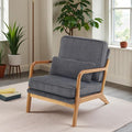 VINGLI Upgraded Premium Corduroy Accent Chair,Upholstered Arm Chair,Solid Wood Comfy Reading Chair with Lumbar Pillow, Mid Century Modern Chairs for Living Room,Bedroom,Dark Grey