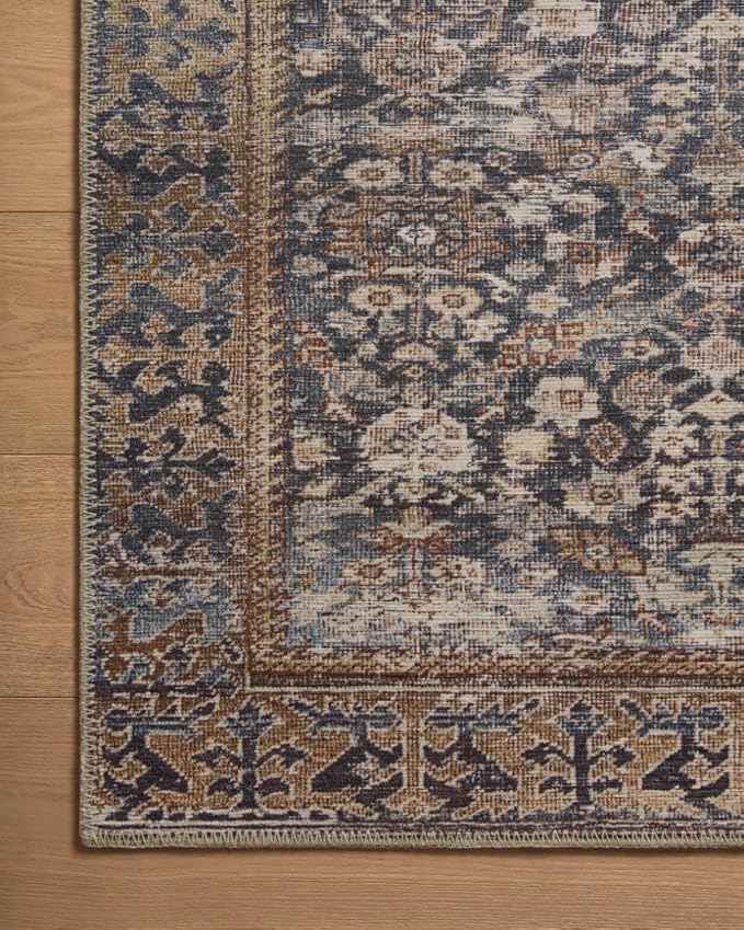 Loloi Amber Lewis Georgie Collection GER-05 Denim/Spice 5'-0" x 7'-6", .19" Pile Height, Area Rug