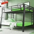 Higher Quality & Stronger Heavy Duty Industrial Style Metal Full XL Over Queen Bunk Bed, Thickened More Stable Black Steel Bunkbed Bunk Queen Bed (Easier to Assemble) (Full XL Over Queen)