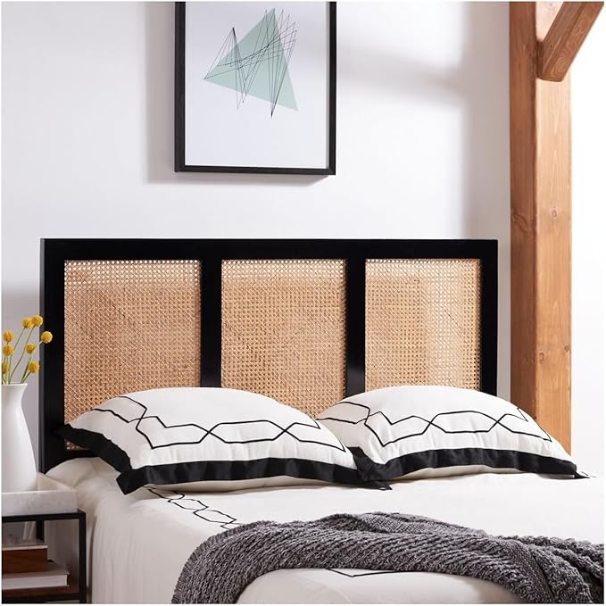 SAFAVIEH Home Collection Vienna Black Cane Twin Headboard Platform, Single (HBD8004B-T)
