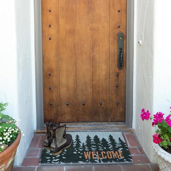 KAF Home - 17 x 30 Coir Doormat - Welcome Pine Trees