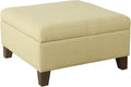HomePop Woven Square Storage Ottoman with Wood Legs, Tan
