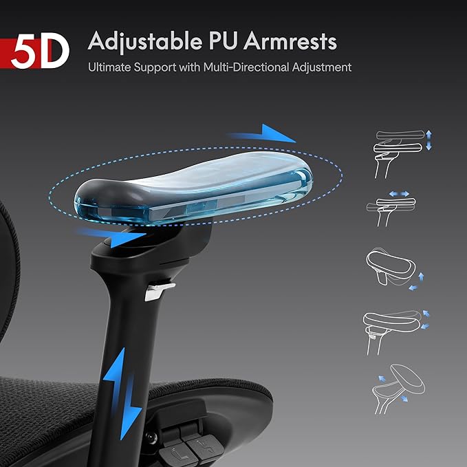 FLEXISPOT ErgoX Max Ergonomic Office Chair with footrest Black - Aluminum Alloy Frame & Base, 661 lb Capacity, 5D Armrests, 4D Adaptive Lumbar & 4D Headrest