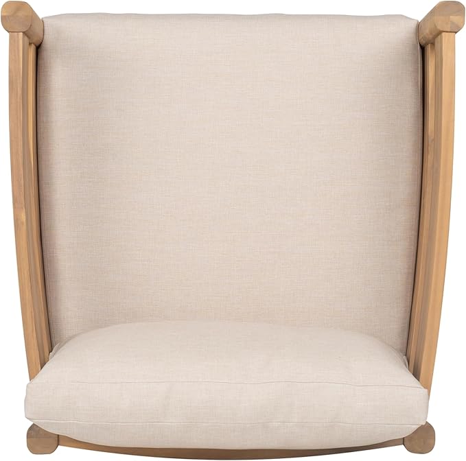 Christopher Knight Home Annie Acacia Wood Outdoor Chairs Set of 2, Patio Lounge Chair Outdoor with Slatted Back, Accent Chair with Cushions, Stylish Armchair for Balcony/Garden, Beige + Light Teak