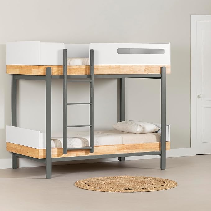 South Shore Furniture Bebble Bunk Bed, Twin, Natural and Gray
