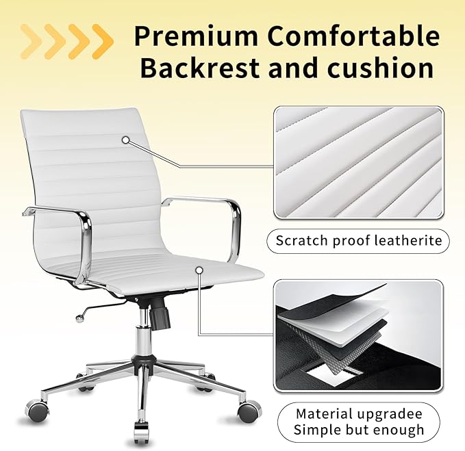 Chair, Desk Computer Chair ，with Armrests ，Ergonomic Office Chair for Home and Office, 17.32 x 22.83 x 35.43 inches, Multiple Colors (White)