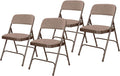 OEF Furnishings OEF2200 Series Heavy-Duty Premium Fabric Padded Upholstery Double-Hinged Folding Chairs (4-Pack, Honey Brown)