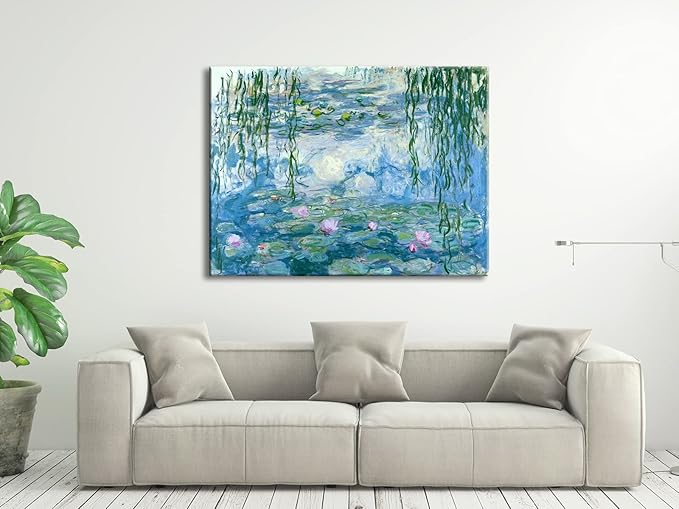 Wieco Art Water Lilies by Claude Monet Paintings Reproduction Canvas Prints Giclee Artwork for Wall DecorModern Canvas Wall Art for Home and office Decoration