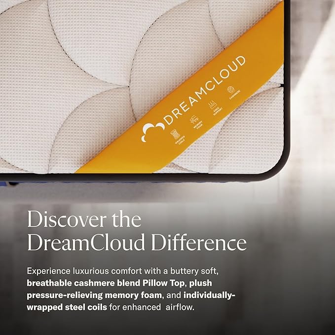 DreamCloud Premier Rest 14" Cal King Mattress - Luxury Hybrid Memory Foam - 365 Night Trial - Premium Pressure-Relieving Layers - Forever Warranty - Mattress in a Box - CertiPUR-US Certified