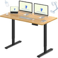 FLEXISPOT E3 Dual Motor Electric Standing Desk 60x24 Inch Whole-Piece Board Height Adjustable Electric Sit Stand Desk (Black Frame + Maple Desktop, 2 Packages)