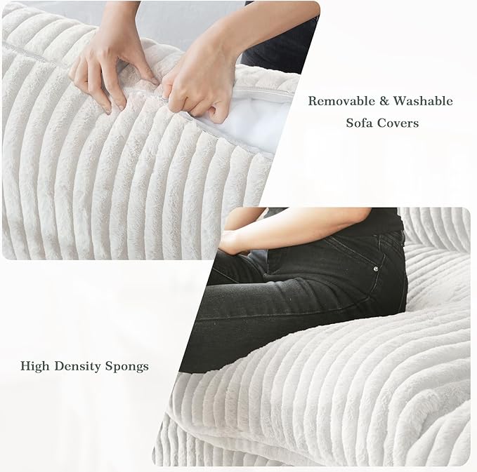 Cloud Modular Sectional Sofa Couch, 8 Seater Oversized Couch, 157.4" U-Shaped Convertible Couches with 2 Ottomans, Deep Sofa Couches for Living Room, Washable & Replaceable Covers, Beige