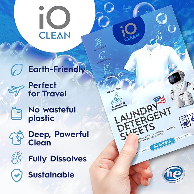 Eco-Friendly Laundry Detergent Sheets – 30 Pack | Ultra-Concentrated & Hypoallergenic | Biodegradable & Travel-Friendly | Zero-Waste Laundry Strips for Fresh, Powerful Cleaning