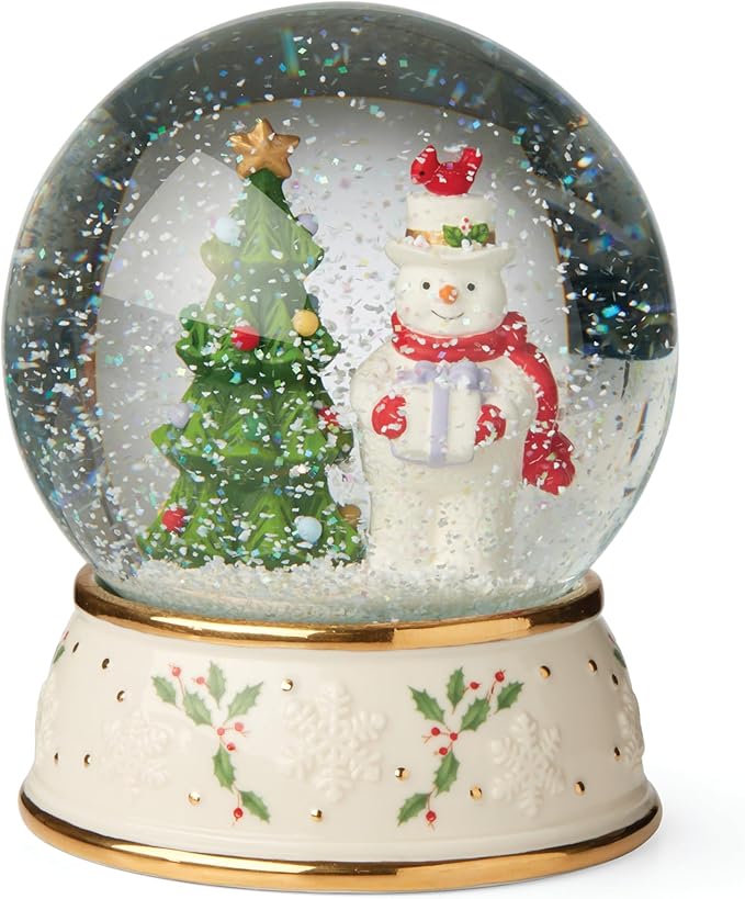 Lenox 894915 Happy Holly Days Snow Globe, Christmas & Holiday Decor