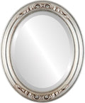 OVALCREST Oval Beveled Wall Mirror for Home Decor - Florence Style - Silver Leaf with Brown Antique - 34" x 24"