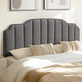 Queen Size Headboard Dark Gray Upholstered Headboard Adjustable Height&Width Linen Headboards Modern Vertical Channel Design Bed Head Board, Dark Gray