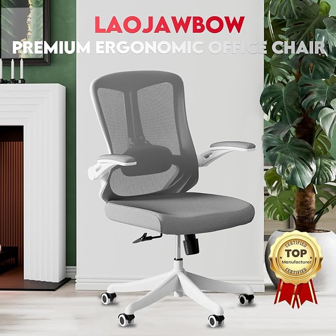 Ergonomic Office Chair - 400LB Comfy Desk Chairs with Adjustable Headrest and Lumbar Back Support, Mesh Computer Chairs with Wheels and Arms for Home Office, Study, Bedroom and Dorm (03grey)
