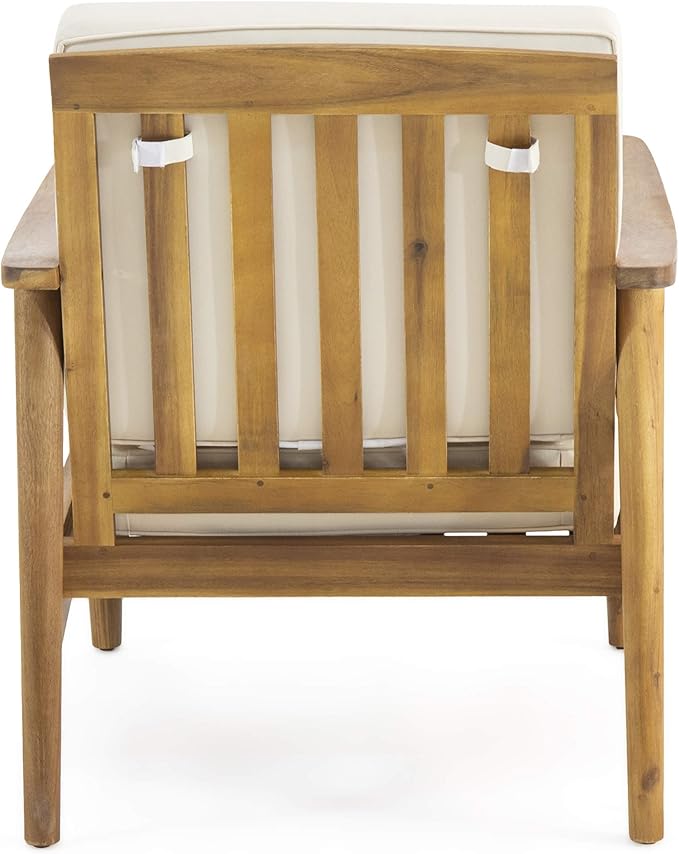 Christopher Knight Home Felix Outdoor Acacia Wood Club Chair (Set of 2), Teak Finish, Beige