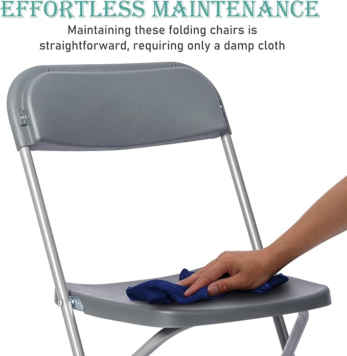 10 Pack Plastic Grey Folding Chairs,Portable Party Chairs Stackable Commercial Seats with Steel Frame for Office Home Outdoor Indoor Wedding Party Patio Dinning Events,350lbs Capacity
