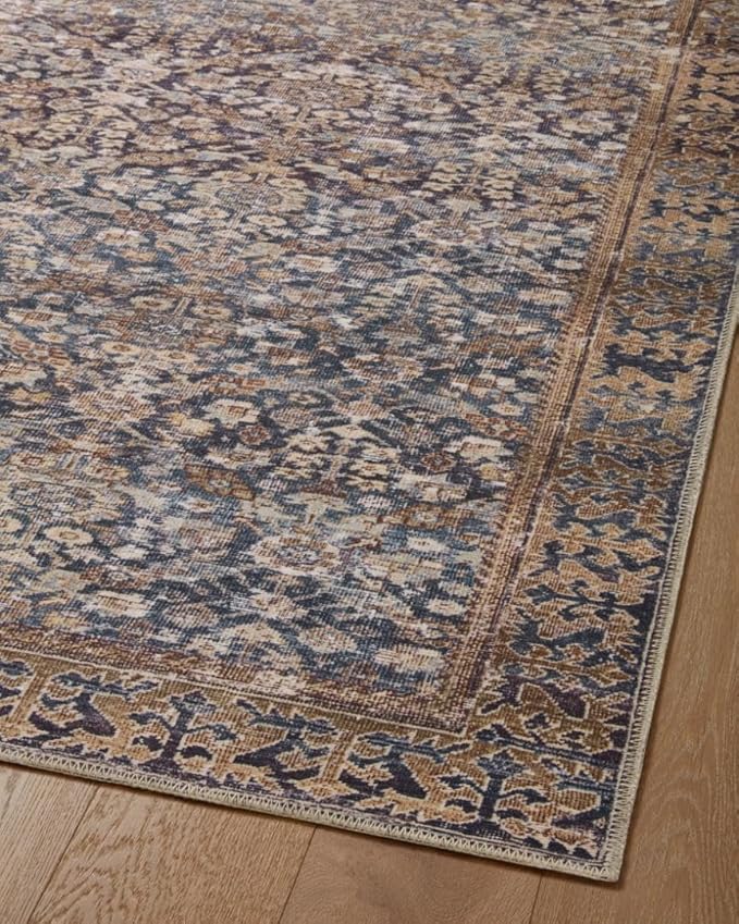 Loloi Amber Lewis Georgie Collection GER-05 Denim/Spice 8'-4" x 11'-6", .19" Pile Height, Area Rug