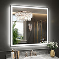 WTTY 36"X36" LED Bathroom Mirror with Black Frame, Bathroom Vanity Mirror with Lights for Wall, Front Light and Backlit, Anti-Fog, Dimmable, 3 Colors, Shatterproof, Memory, Horizontal/Vertical