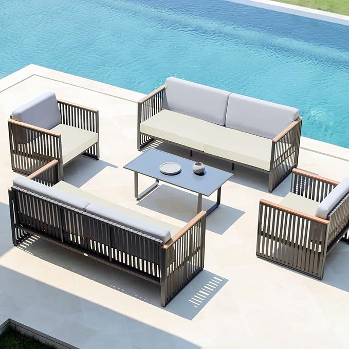 Easy-Going Waterproof Patio Cushion Covers 22x22x4 inch 4 Pack Replacement Non-Slip Outdoor Seat Cushion Slipcover with Zipper. Cream