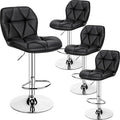 Yaheetech Bar Stools Set of 4, Adjustable PU Leather Swivel Barstools, Modern Counter Stools with Back and Footrest, Counter Height Barstools for Bar, Kitchen, Dining Room, Black
