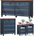 Farmhouse Dressers & Night Stand Set of 4, Wood 54" Wide Dresser & 35" Tall Chest of Drawers, 18" with Charging Station Nightstand Set of 2, Bedroom Furniture Dresser Set for Home Living Room Hallway