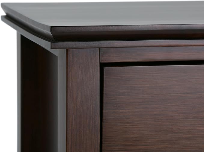 SIMPLIHOME Artisan Bedside Table - 24 inch Wide Solid Wood Nightstand Table in Russet Brown, Contemporary Bedroom Side or End Table with 1 Drawer, Open Shelf Storage and Bronze Knobs